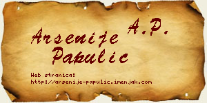 Arsenije Papulić vizit kartica